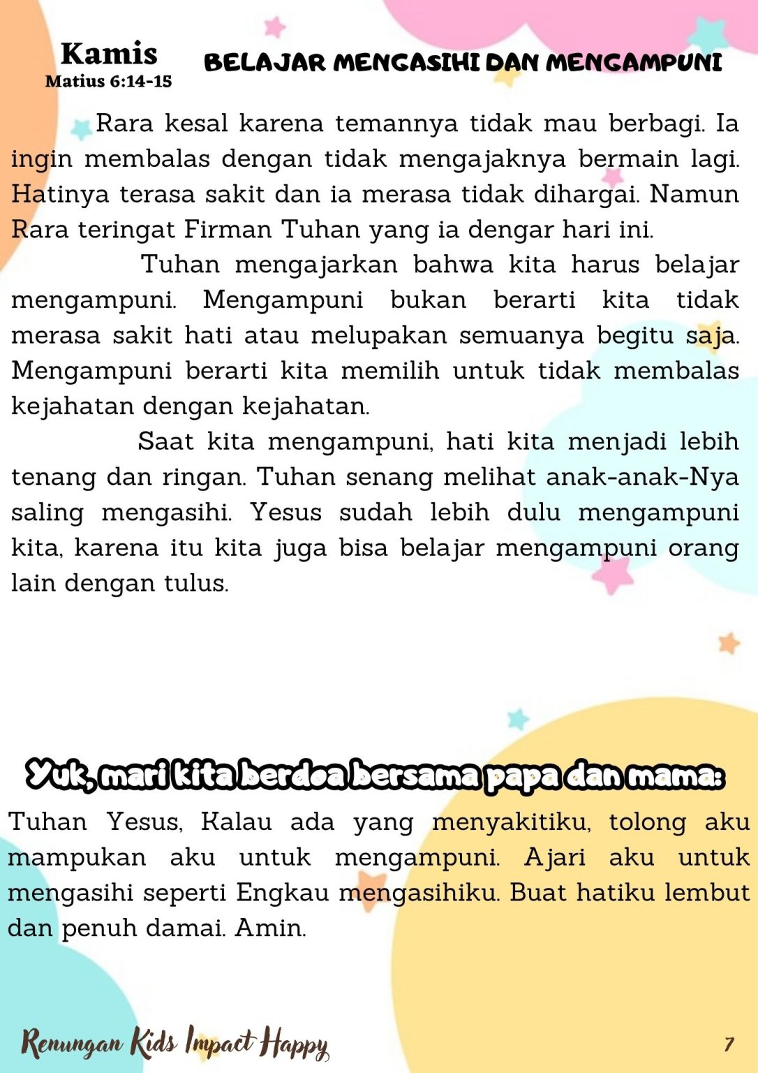 BELAJAR MENGASIHI DAN MENGAMPUNI [RAKA HAPPY] - Keluarga Allah