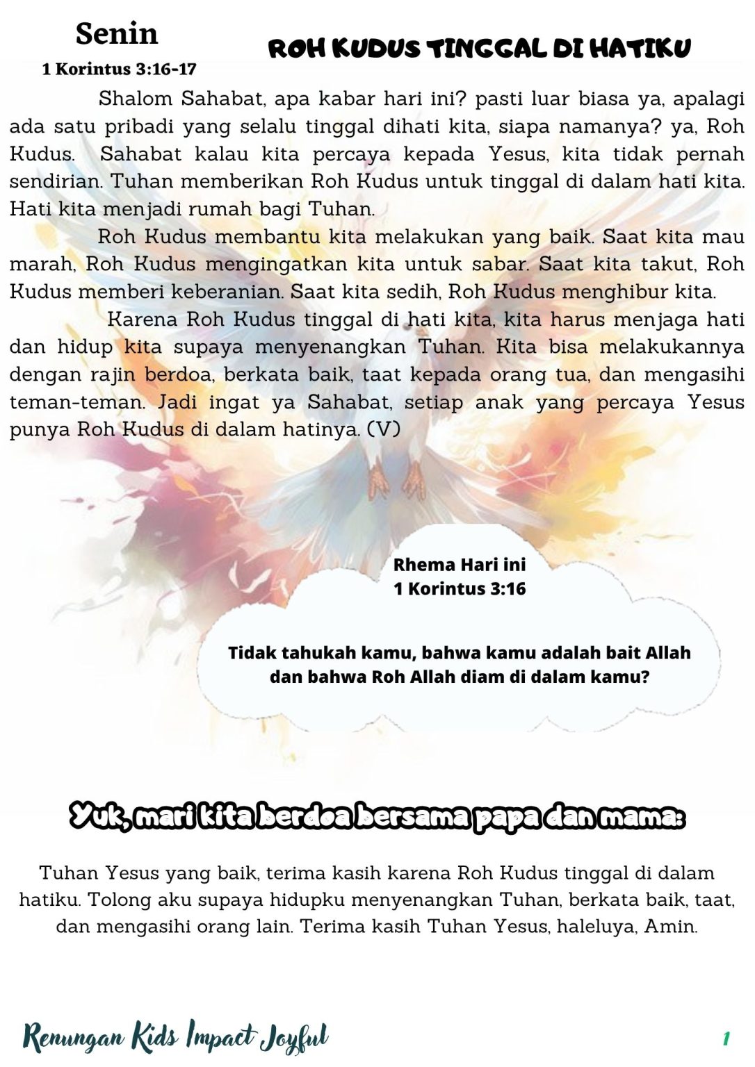 ROH KUDUS TINGGAL DIHATIKU [RAKA JOYFUL] - Keluarga Allah